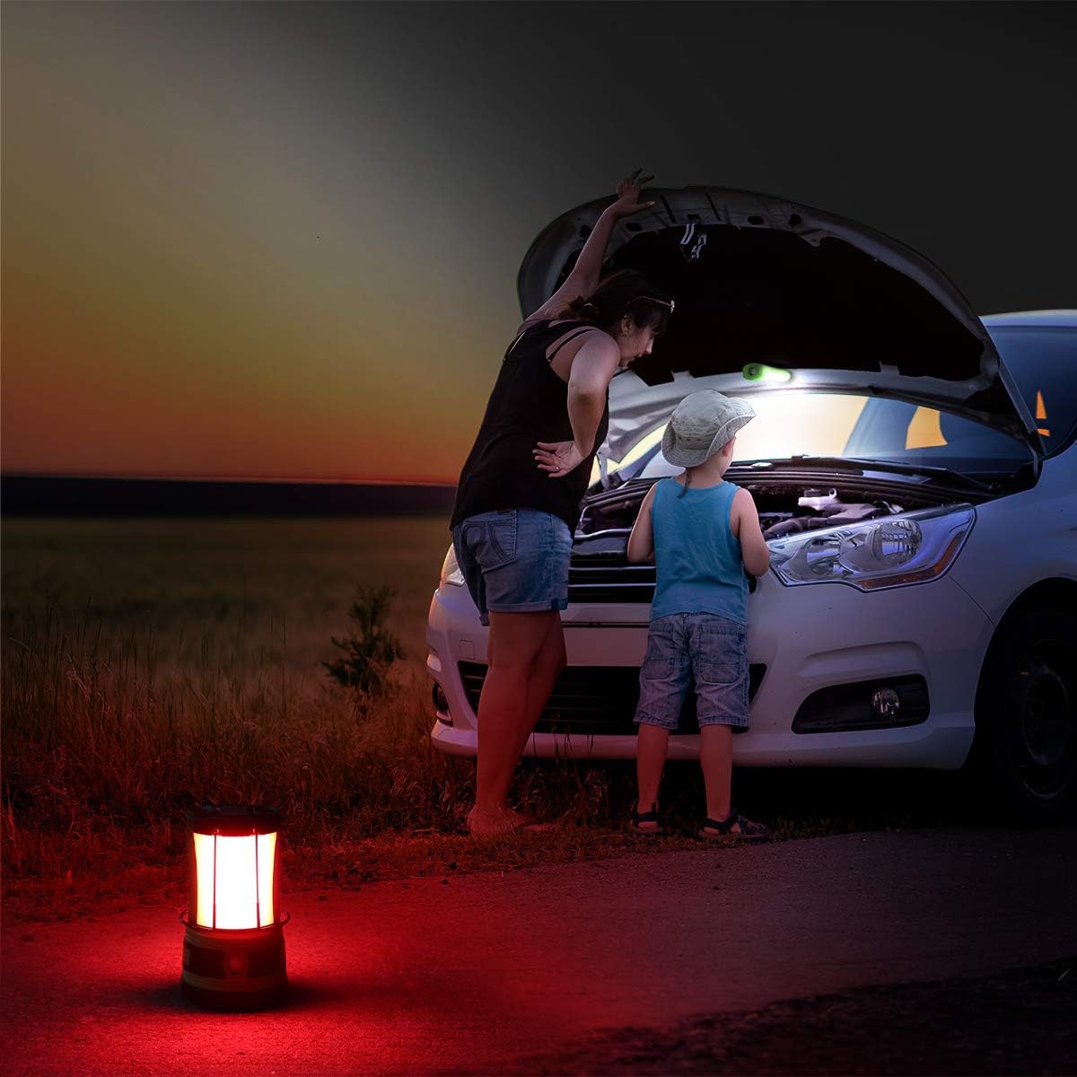 Lepro 3 in 1 Rechargeable Camping Lantern with 2 Torches, 1000lm Camping Lights Battery Powered, 4 Modes Torch Lantern Rechargeable for Power Cuts, Emergency Lighting, Camping Tent, Storm, etc.