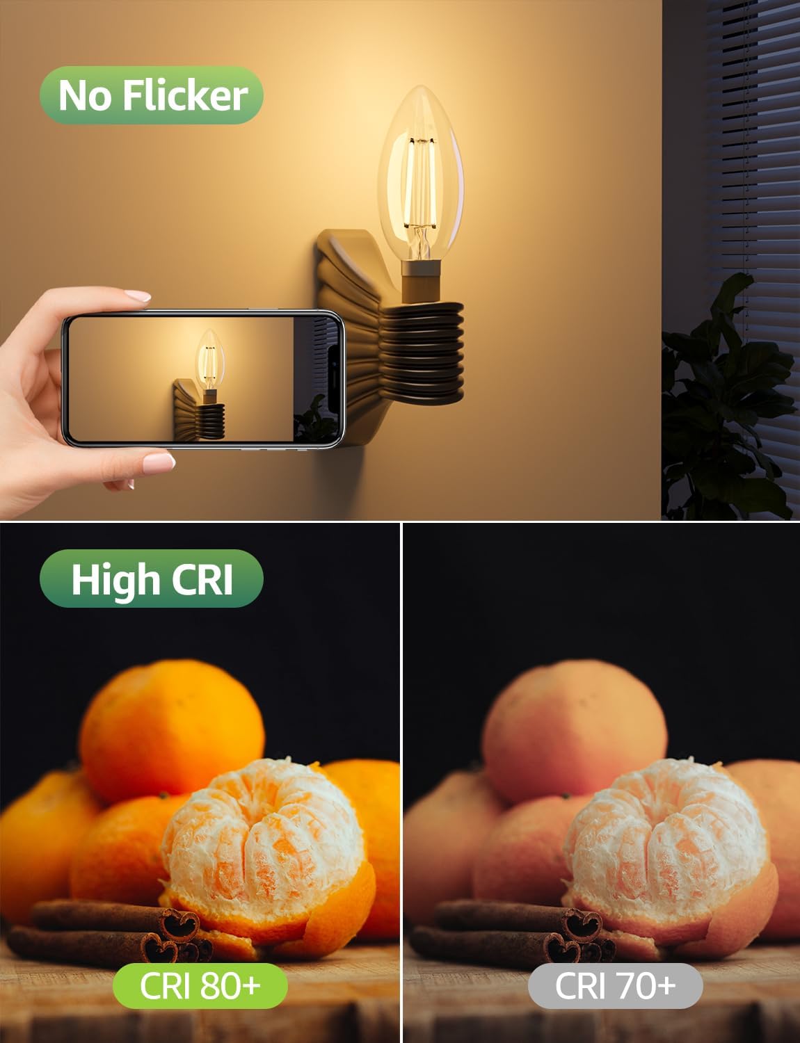 Lepro E14 LED Candle Bulb, Ultra Efficient A-Rated, 2.2W = 40W, 470lm, Warm White 2700K, 50000H Lifespan, SES Small Edison Screw, Clear Glass Vintage Filament Bulb, Pack of 4