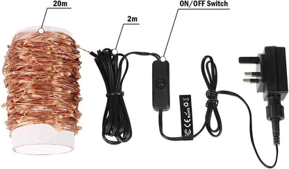 Lepro Fairy Lights Plug in, 20m 200 LED Copper Wire Fairy Lights, 66ft Warm White Fairy String Lights Mains Powered for Indoor Outdoor, Bedroom, Wedding Decor, Garden, Party, Christmas and More