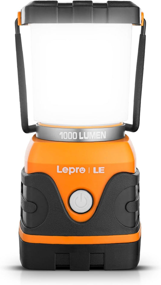 LE Camping Lantern, 1000 Lumen Camping Lights Battery Powered, Dimmable Warm White and Daylight Modes, Battery Lantern for Power Cuts, Emergency Lighting, Suit for Hiking, Fishing, Tents, etc.