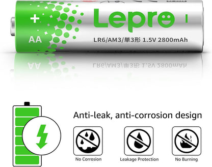 Lepro AA & AAA Batteries 48 Pack, 1.5 Volt Alkaline Batteries with High Capacity, Anti-Leakage, Long Lasting Power, LR03 LR06 MN2400 MN1500 Batteries Pack for Clocks Remotes Mouse Torch