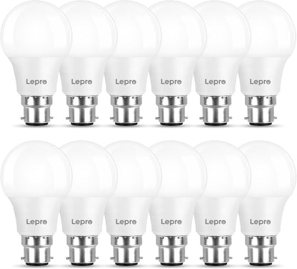 Lepro Bayonet Light Bulbs 60W Equivalent, Warm White 2700K, 8.5W 806lm LED Bayonet Bulb, B22 LED Bulbs, BC GLS Energy Saving Lightbulbs Bayonet, Non-dimmable, Pack of 12