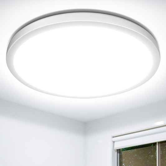 Lepro 24W LED Ceiling Light, 2400lm Super Bright Waterproof Bathroom Light, 2.6cm Ultra-Thin, Daylight White 5000K, Round Large Flush Ceiling Light for Living Room, Bedroom, Kitchen and More, Ø29.3cm