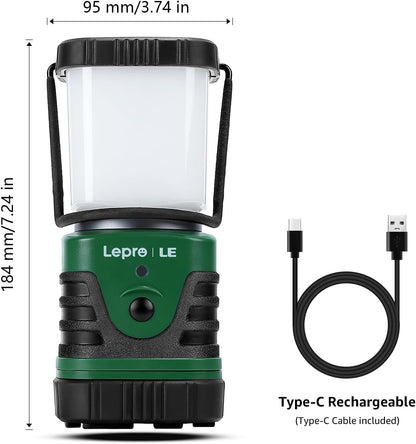 LE Camping Light Rechargeable, 1000 Lumen Camping Lantern, Dimmable 4 Modes Camping Tent Lights with 4400mAh Power Bank, Camping Accessories, Rechargeable Lantern for Outdoors, Power Cuts and More