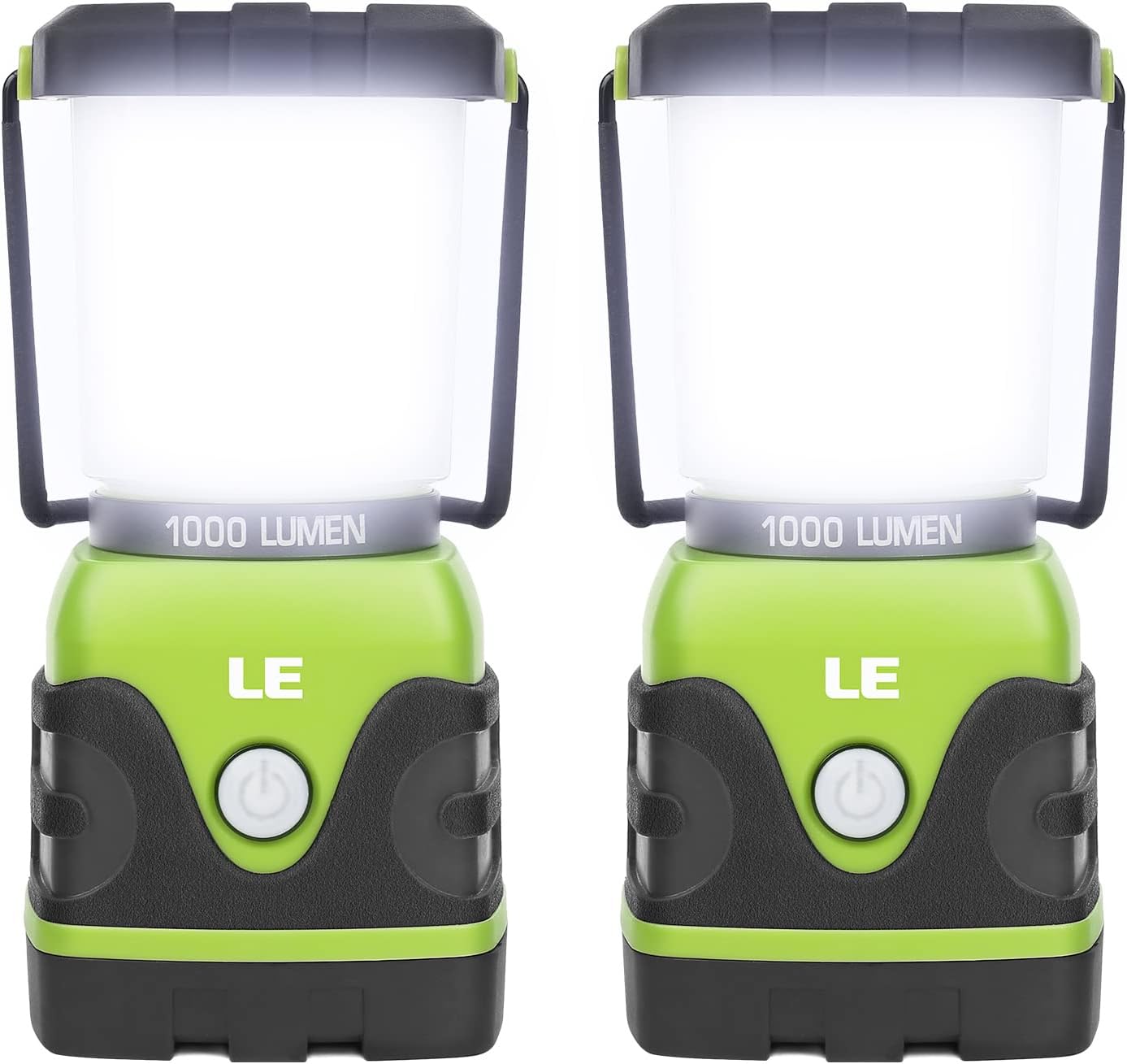 LE Camping Lantern, 1000 Lumen Camping Lights Battery Powered, Dimmable Warm to Cool White Modes, Tent Lights with Long Battery Life, Camping Accessories for Outdoors and Emergency, Pack of 2