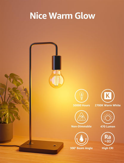 Lepro E14 Golf Ball Bulb Vintage, Ultra Efficient A-Rated, 2.2W = 40W, 470lm, Warm White 2700K, 50000H Lifespan, Small Edison Screw SES Bulb, Clear Filament, Glass, Pack of 2