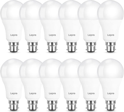 Lepro Bayonet Light Bulbs 100W Equivalent, Cool White 6500K, 13W 1520lm Super Bright LED Bayonet Bulb, Daylight B22 LED Bulbs, BC GLS Energy Saving Lightbulbs Bayonet, Non-dimmable, Pack of 12