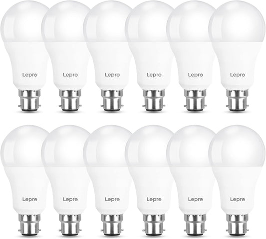 Lepro Bayonet Light Bulbs 100W Equivalent, Cool White 6500K, 13W 1520lm Super Bright LED Bayonet Bulb, Daylight B22 LED Bulbs, BC GLS Energy Saving Lightbulbs Bayonet, Non-dimmable, Pack of 12