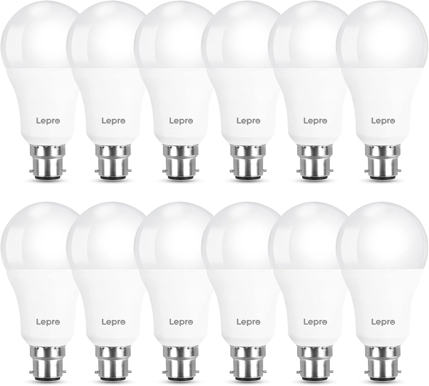 Lepro Bayonet Light Bulbs 100W Equivalent, Warm White 2700K, 13W 1520lm Super Bright LED Bayonet Bulb, B22 LED Bulbs, BC GLS Energy Saving Lightbulbs Bayonet, Non-dimmable, Pack of 12