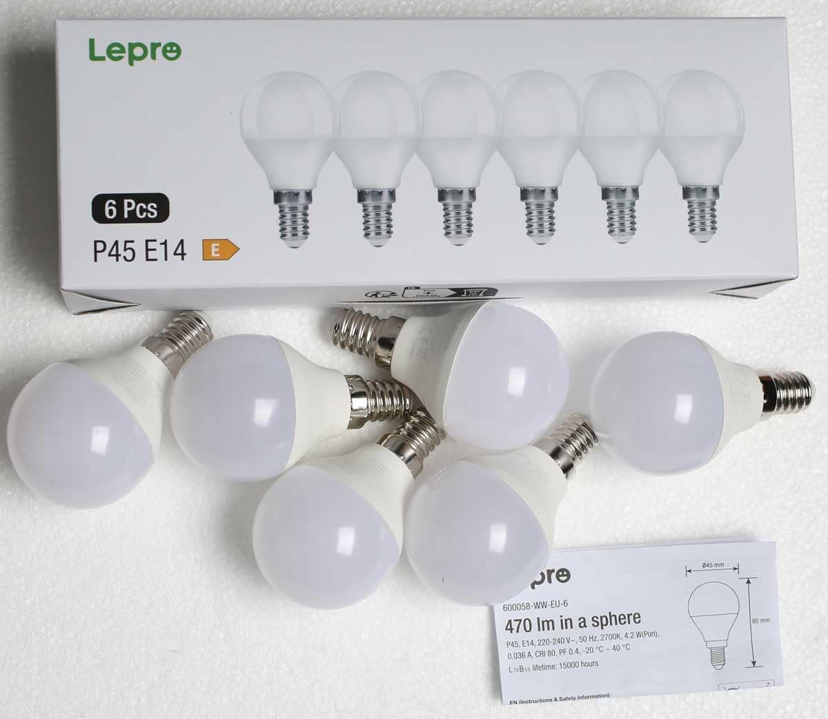 Lepro E14 LED Light Bulb, Small Screw Light Bulb, 4.9W 470lm, 40W Equivalent SES E14 Bulb, Warm White 2700K E14 Golf Ball Bulb, Energy Saving LED P45 Bulb, 220-240V, Non-Dimmable, Pack of 6