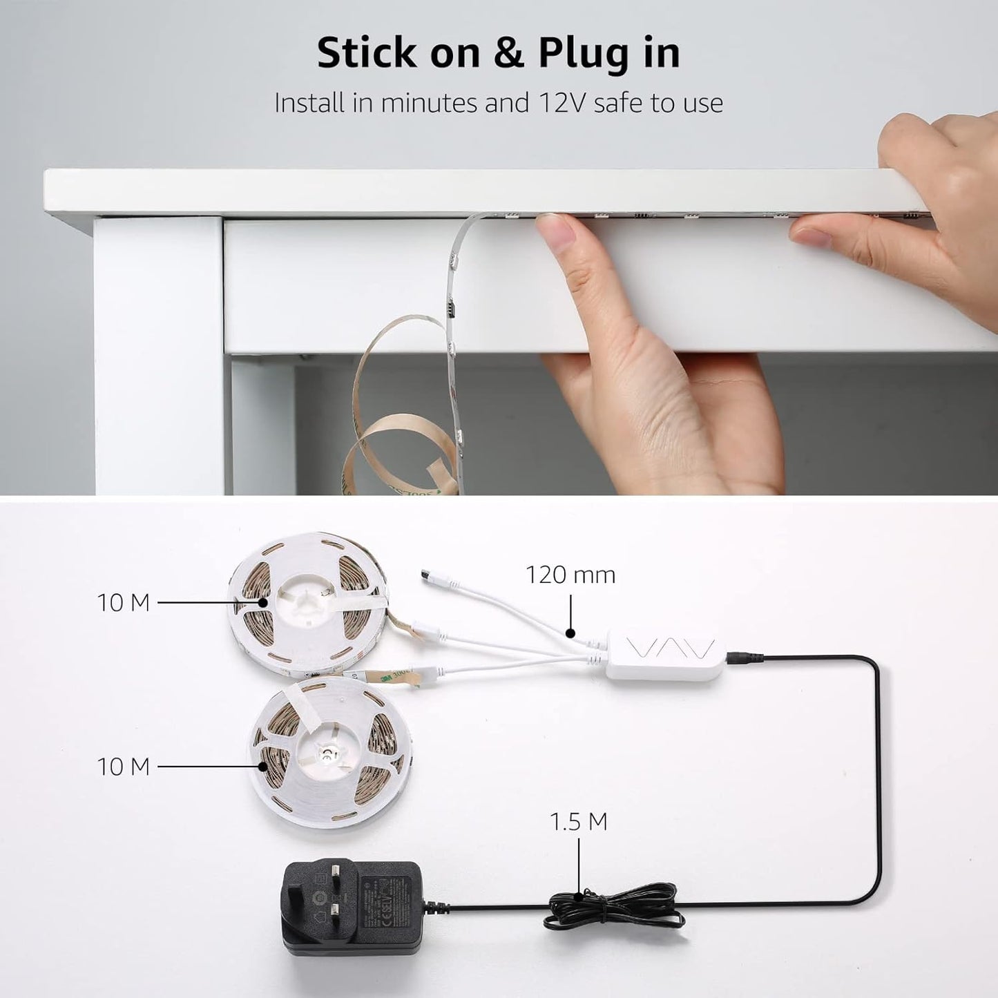 Lepro MagicColor LED Strip Light 20M (10Mx2) 600LEDs, Rainbow Chasing Lights, Music Sync, Multiple Colours on One Line, Remote Control LED Lights for Bedroom, Living Room, Bar, Gaming Time