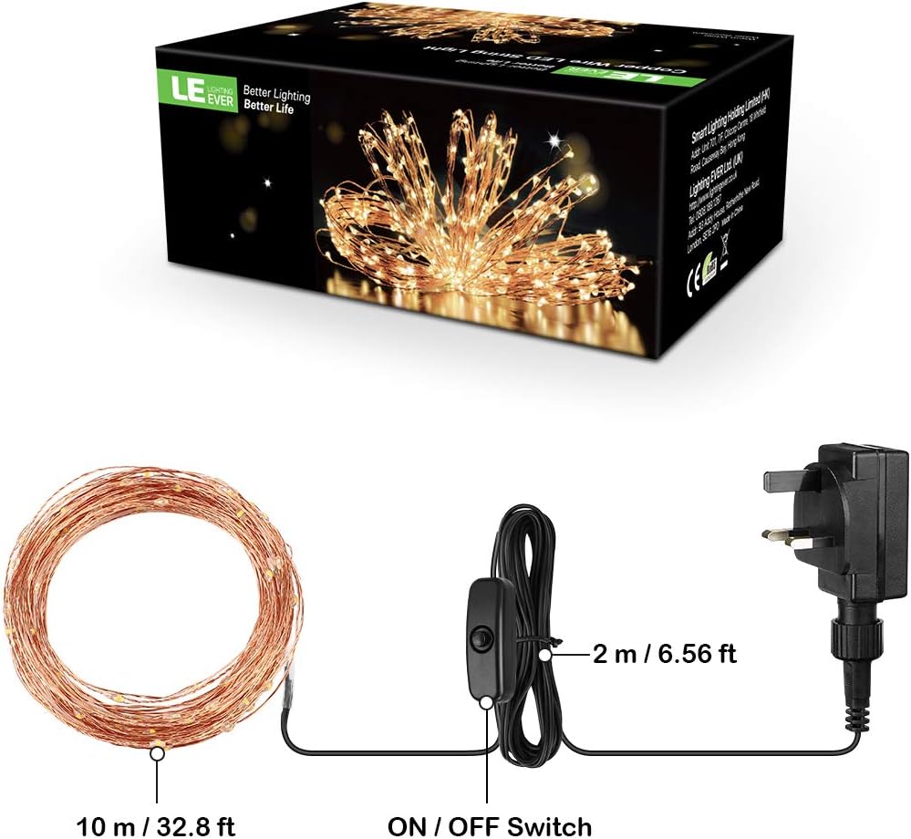 Lepro Fairy Lights Plug in, 10m 100 LED Copper Wire Fairy Lights, 33ft Warm White Fairy String Lights Mains Powered for Halloween, Bedroom, Wedding Decor, Garden, Party, Christmas and More