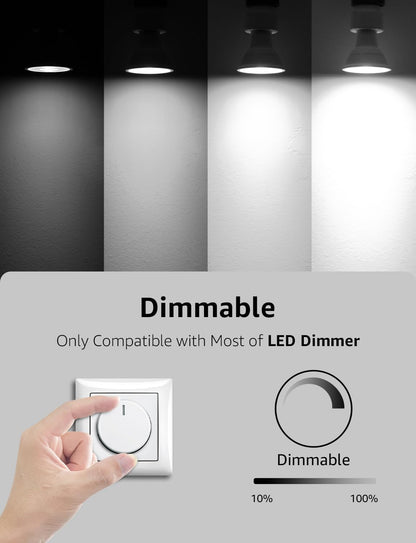 Lepro GU10 LED Bulbs Dimmable, Cool White 6500K, 4.5W 345lm, 50W Halogen Spotlight Bulb Equivalent, 38° Narrow Beam, Daylight White, Energy Saving GU10 LED Light Bulbs, Pack of 10