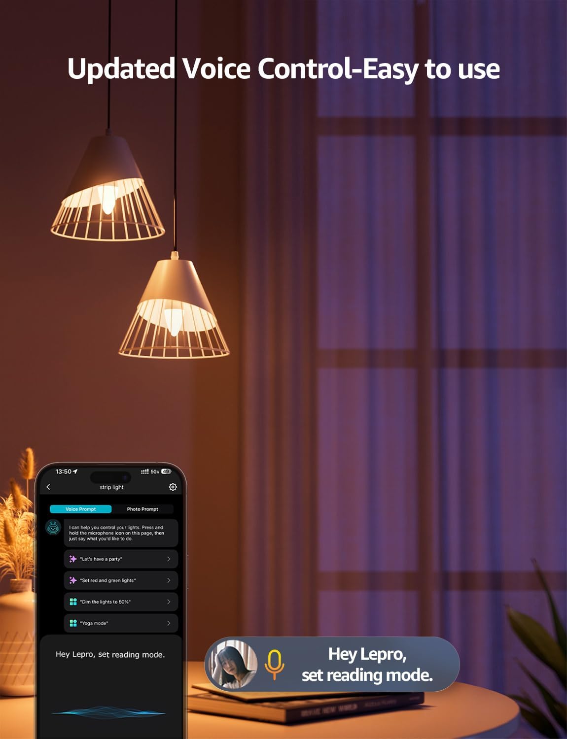 Lepro BC1 AI Smart Bulb E14, Music Sync WiFi Bulb, Voice Control, AI Lighting Design Assistant, Bluetooth Color Changing Light Bulb, RGBCCT Candle Bulb, Work with Alexa & Google Assistant, 4 Packs