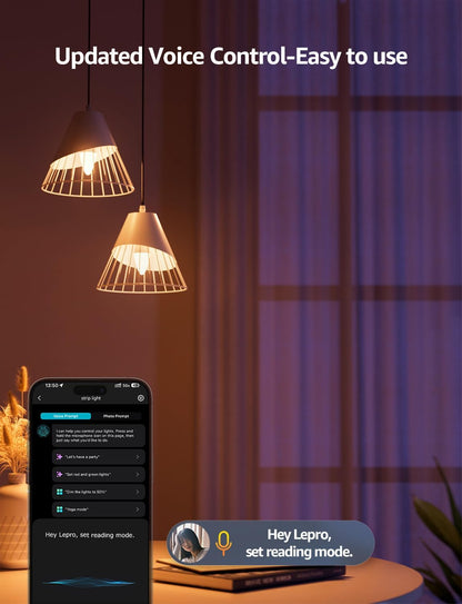 Lepro BC1 AI Smart Bulb E14, Music Sync WiFi Bulb, Voice Control, AI Lighting Design Assistant, Bluetooth Color Changing Light Bulb, RGBCCT Candle Bulb, Work with Alexa & Google Assistant, 4 Packs