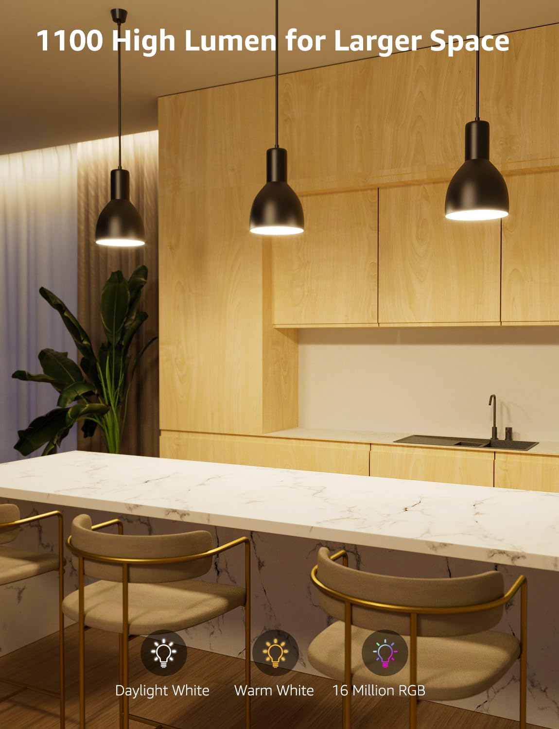 Lepro B2 AI Smart Bulb Bayonet, 1100lm WiFi Bulb B22, Music Sync Colour Changing Light Bulbs, AI Lighting Design Assistant, Voice Control, Works with Alexa & Google Assistant, RGBCCT Dimmable LED Bulb