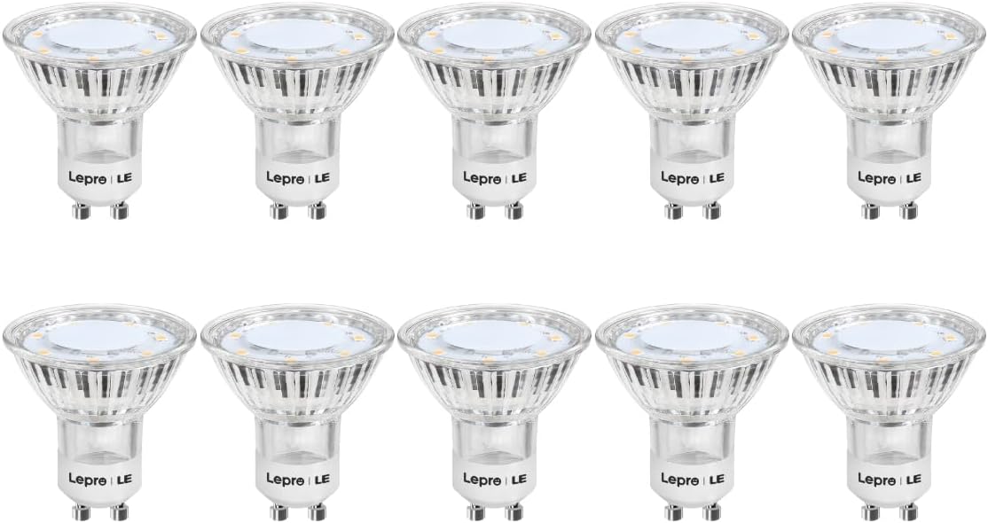 Lepro GU10 LED Bulbs, Warm White 2700K LED Light Bulbs, 35W Halogen Spotlight Equivalent, 3W Energy Saving GU10 Bulbs, 250lm, 100° Beam Angle, Non Dimmable, AC 220-240V, Pack of 10