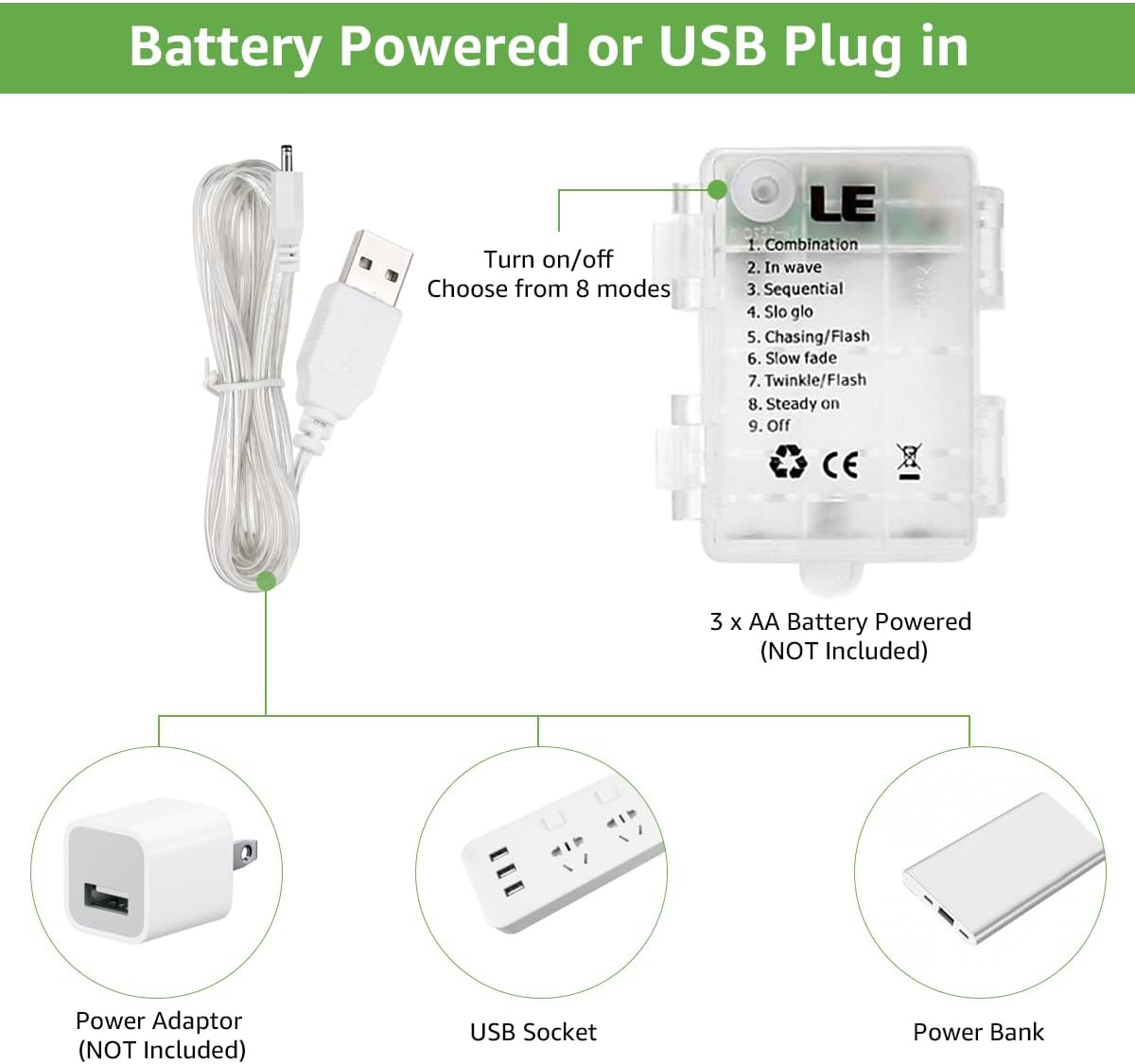 LE Curtain Lights Battery Powered, 3m x 3m 300 LED Warm White Fairy Curtain Lights, USB Powered 8 Modes Curtain Fairy Lights for Birthday Decorations, Wedding, Party, Garden, Bedroom, Remote Control