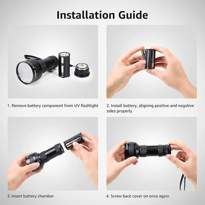 Lepro UV Torch, 51 LED UV Light Torch, 395nm Ultraviolet Flashlight, Blacklight Detector for Pet Urine, Stain, Bed Bugs, Banknote and More