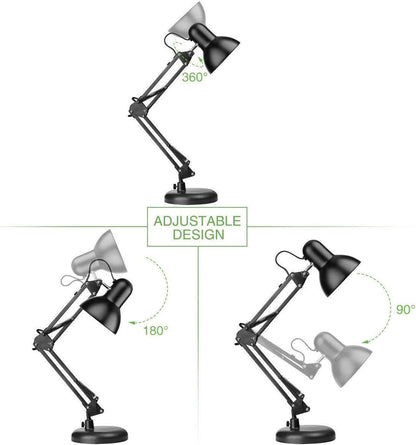 Lepro LED Desk Lamp, Clamp on Swing Arm Table Lamp, E27 Bulb Holder, Classical Swing Arm Architect Lamp, Flexible Desk Light for Office, Reading, Bedside, Crafts, Painting, Back to School and More…