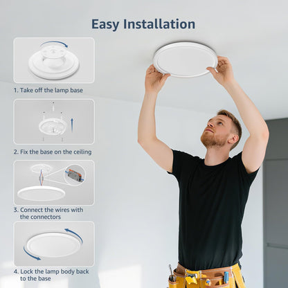 Lepro Bathroom Light, 18W 1800lm LED Ceiling Light, Waterproof IP44, 2.6cm Ultra-thin, 5000K, Round, Modern Flush Ceiling Lighting for Bathroom, Kitchen, Bedroom, Hallway, Utility Room, Ø22cm, 4 Packs