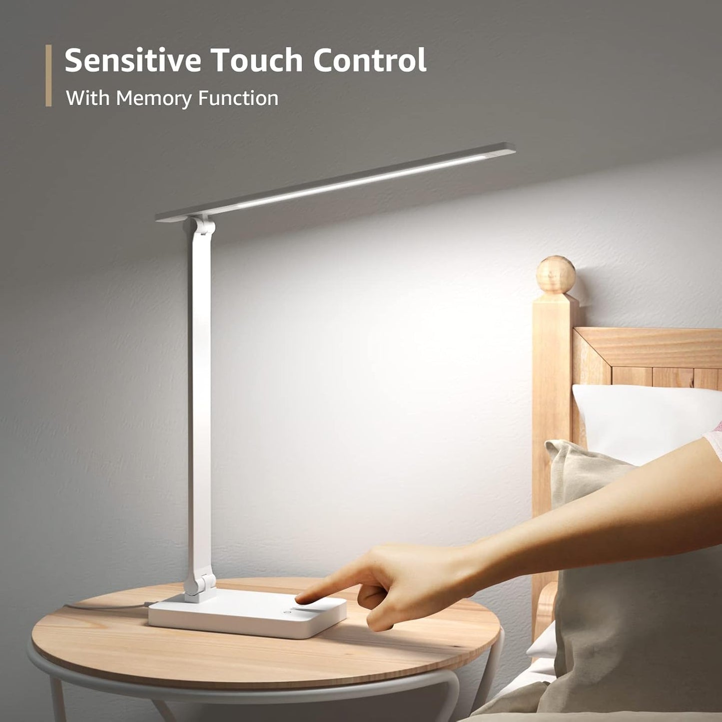 Lepro Desk Lamp, LED Desk Lamp with Power Adapter, 9.2W 800lm, Dimmable Desk Lamps Office, 5 Brightness Levels x 5 Colour Modes, Touch Control Daylight Lamp for Office, Study, Bedroom, Nails, Reading