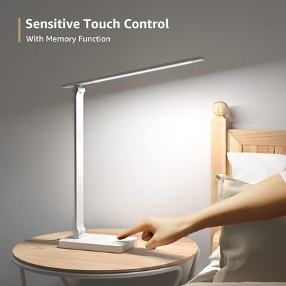 Lepro Desk Lamp, LED Desk Lamp with Power Adapter, 9.2W 800lm, Dimmable Desk Lamps Office, 5 Brightness Levels x 5 Colour Modes, Touch Control Daylight Lamp for Office, Study, Bedroom, Nails, Reading