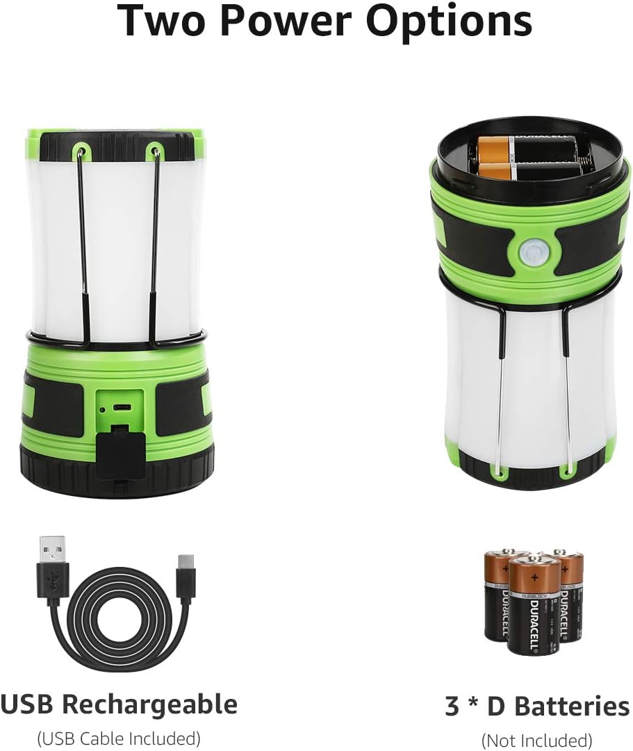 Lepro 3 in 1 Rechargeable Camping Lantern with 2 Torches, 1000lm Camping Lights Battery Powered, 4 Modes Torch Lantern Rechargeable for Power Cuts, Emergency Lighting, Camping Tent, Storm, etc.
