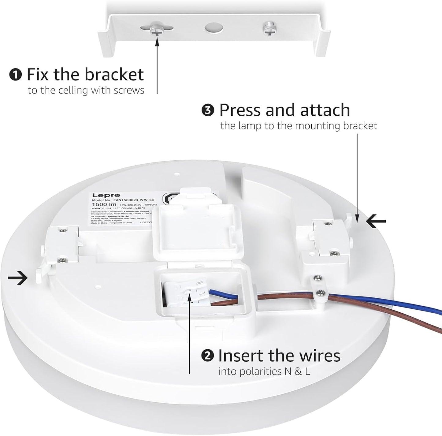 Lepro Bathroom Light, 15W 1500lm Ceiling Lights, 100W Equivalent, Waterproof IP54, Small, Dome, Modern, Flush Ceiling Light for Kitchen, Bulkhead, Toilet, Porch, Bedroom, Utility Room and More