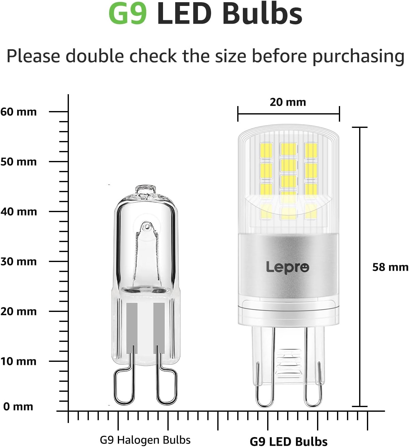 Lepro G9 LED Bulbs Cool White, 3.8W 470lm G9 LED Bulb, 40W Equivalent G9 Capsule Bulb, Energy Saving LED G9 Bulbs Cool White 6000K, AC 220V-240V, Non-dimmable, Pack of 5