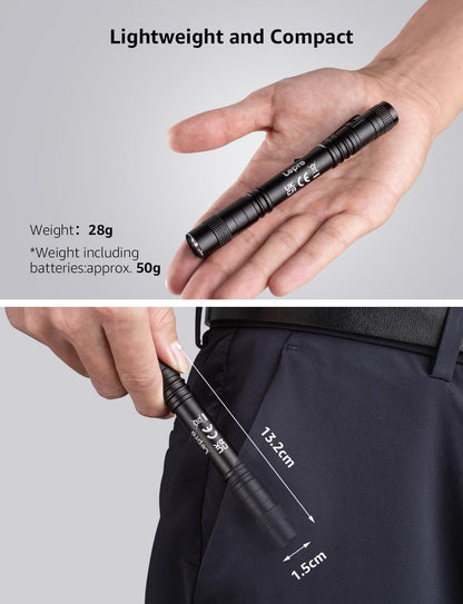 Lepro 365nm UV Torch, Ultraviolet Flashlight, Pen Torch with Clip, High UV Purity, Small Ultraviolet Light Powered by 2 AAA Batteries (Not Included), Black Light Detector for Pet Urine,Invisible Stain