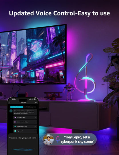 Lepro TB2 AI Table Lamp, Smart LED Lamp with Music Sync, AI Lighting Design Assistant, Colour Changing Smart Table Lamp, Voice Cotrol, Works with Alexa & Google Assistant, Bluetooth & 2.4GHz WiFi