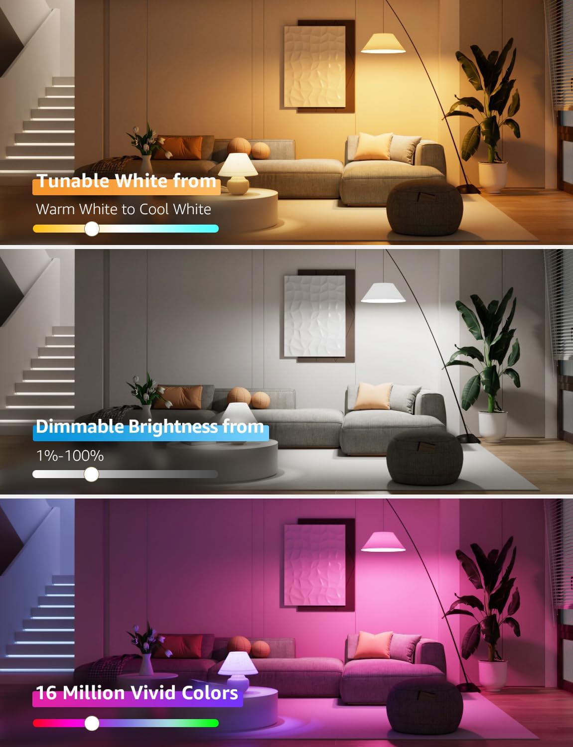 Lepro B1 AI Smart Bulb E27, Music Sync Bluetooth & WiFi Bulb, Voice Control Smart Screw Bulb, AI Lighting Design Assistant, Colour Changing Light Bulbs, RGBCCT, Work with Alexa & Google Assistant