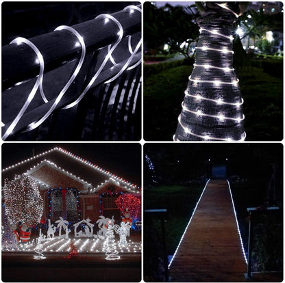 Lepro Outdoor Rope Lights with Timer, Low Voltage, Waterproof Outdoor String Lights Plug in, 10m 100 LED 8 Modes Daylight White Light Rope, Suit for Christmas, Garden, Landscape Lighting and More