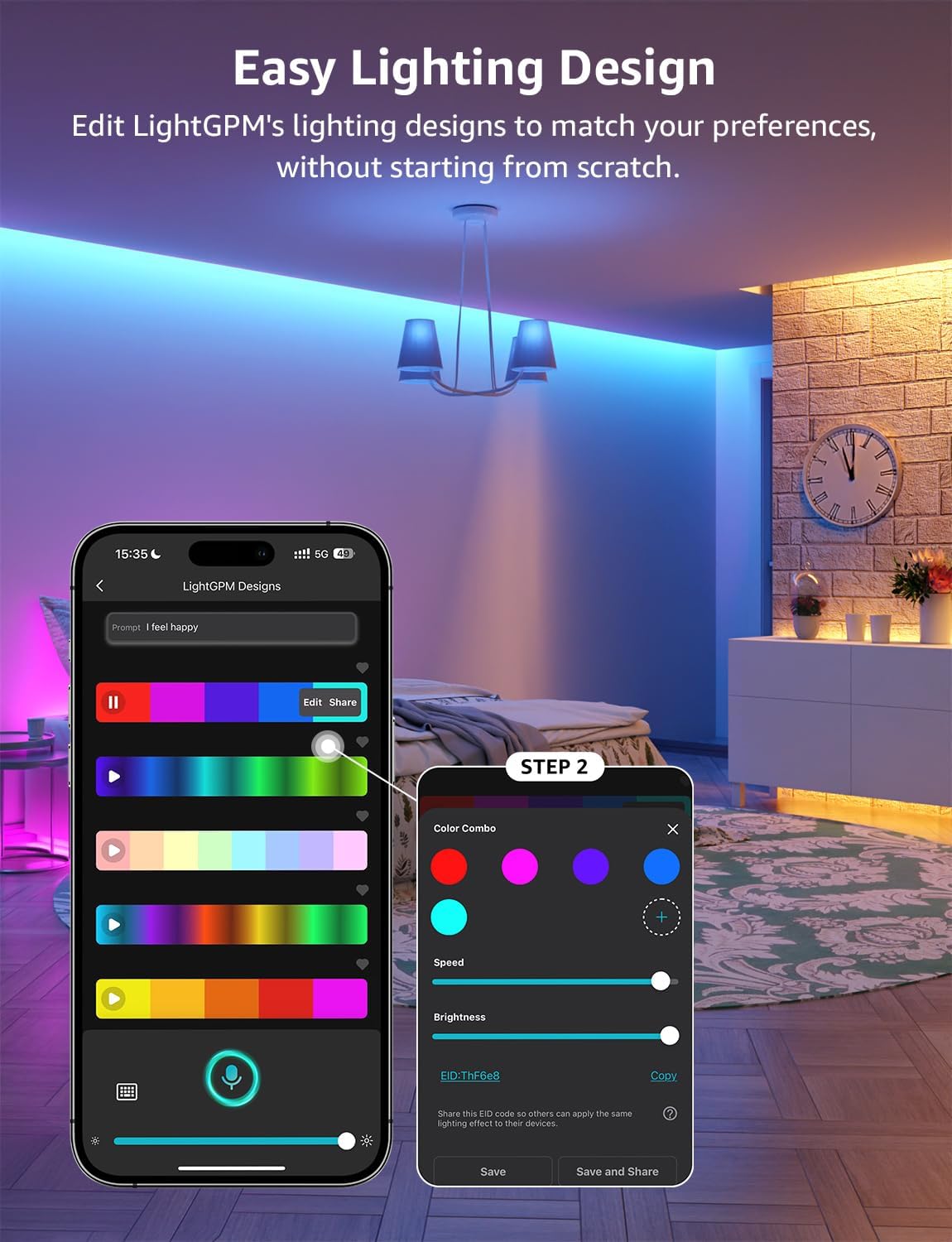Lepro SE1 AI Smart RGB LED Strip Light 20M Roll, WiFi App Voice Control, Works with Alexa & Google Home, Music Sync, AI Lighting Design Assistant, Colour Changing LED Lights for Bedroom, No Remote