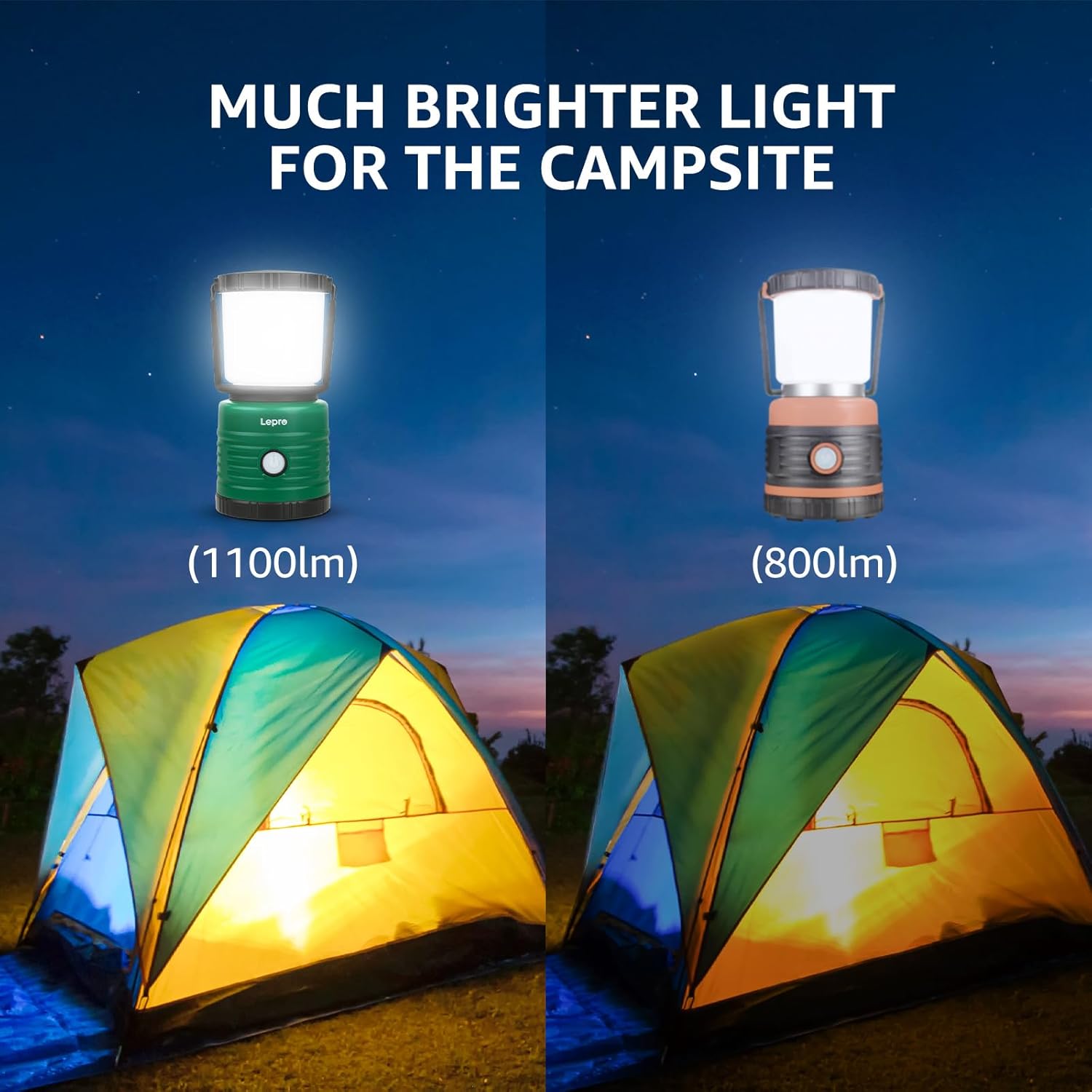 Lepro Battery Camping Lantern, 1100 Lumen Camping Light Battery Powered, Dimmable Warm White and Daylight Modes, Battery Lantern for Power Cuts, Emergency Lighting, Fishing, Hiking, Storm and More
