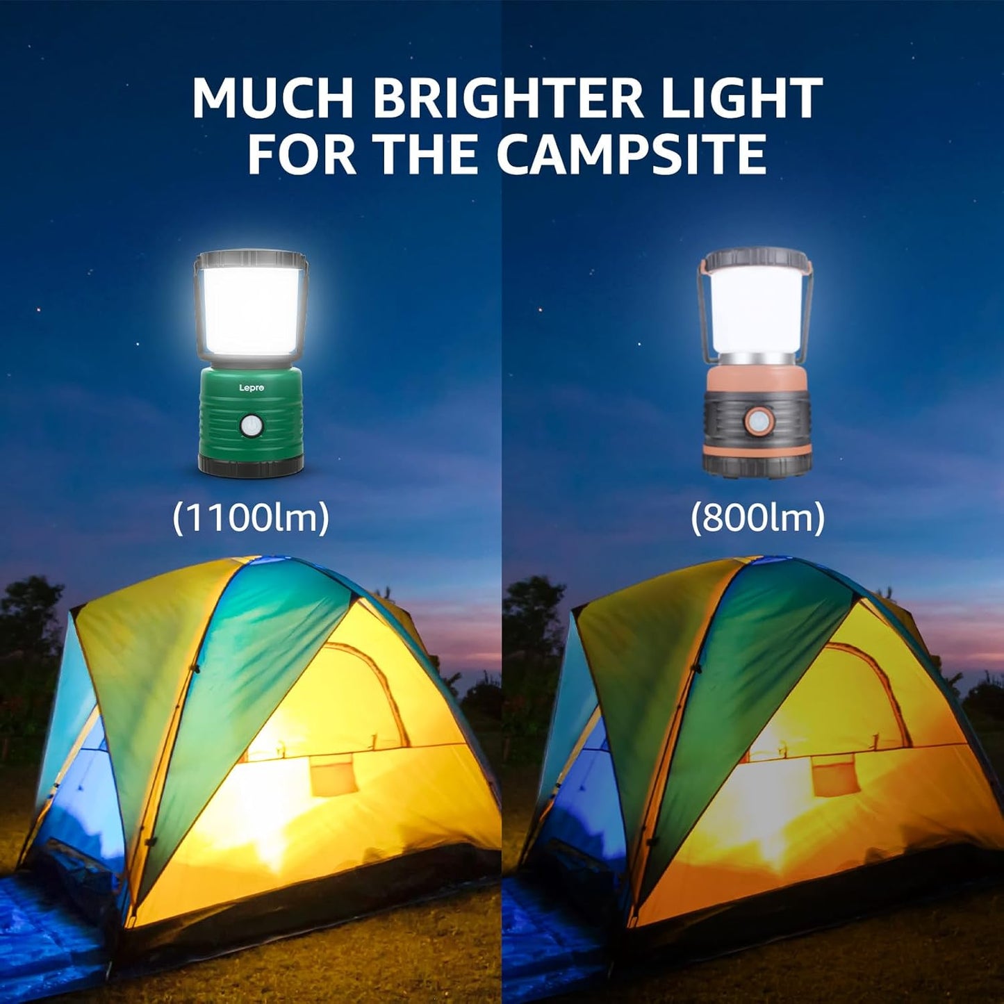 Lepro Battery Camping Lantern, 1100 Lumen Camping Light Battery Powered, Dimmable Warm White and Daylight Modes, Battery Lantern for Power Cuts, Emergency Lighting, Fishing, Hiking, Storm and More