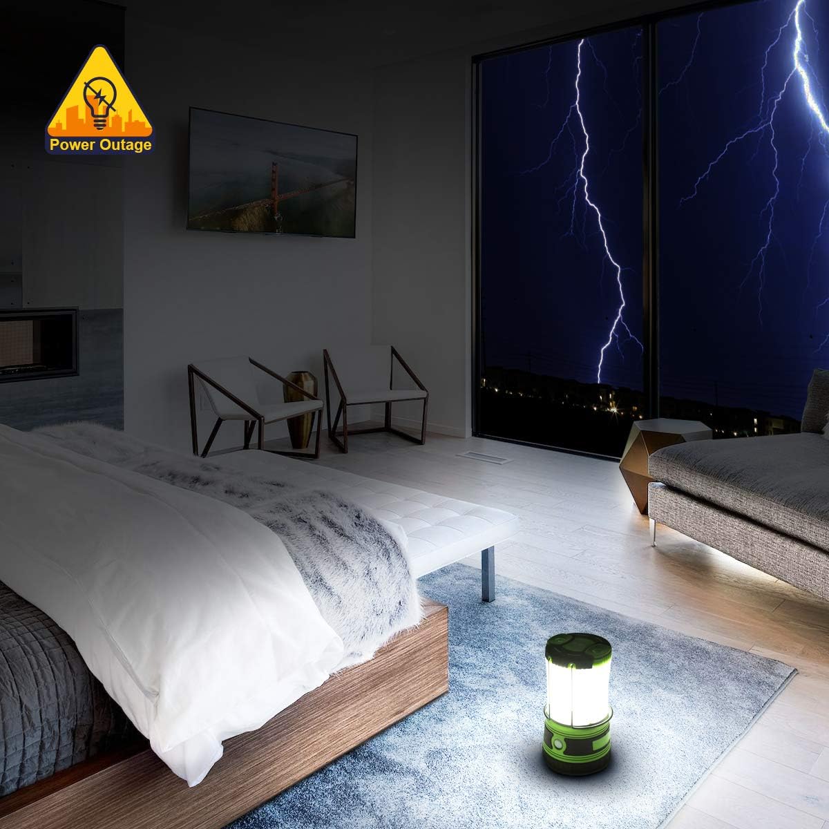 Lepro 3 in 1 Rechargeable Camping Lantern with 2 Torches, 1000lm Camping Lights Battery Powered, 4 Modes Torch Lantern Rechargeable for Power Cuts, Emergency Lighting, Camping Tent, Storm, etc.