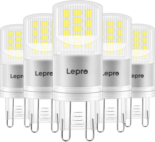 Lepro G9 LED Bulbs Cool White, 3.8W 470lm G9 LED Bulb, 40W Equivalent G9 Capsule Bulb, Energy Saving LED G9 Bulbs Cool White 6000K, AC 220V-240V, Non-dimmable, Pack of 5