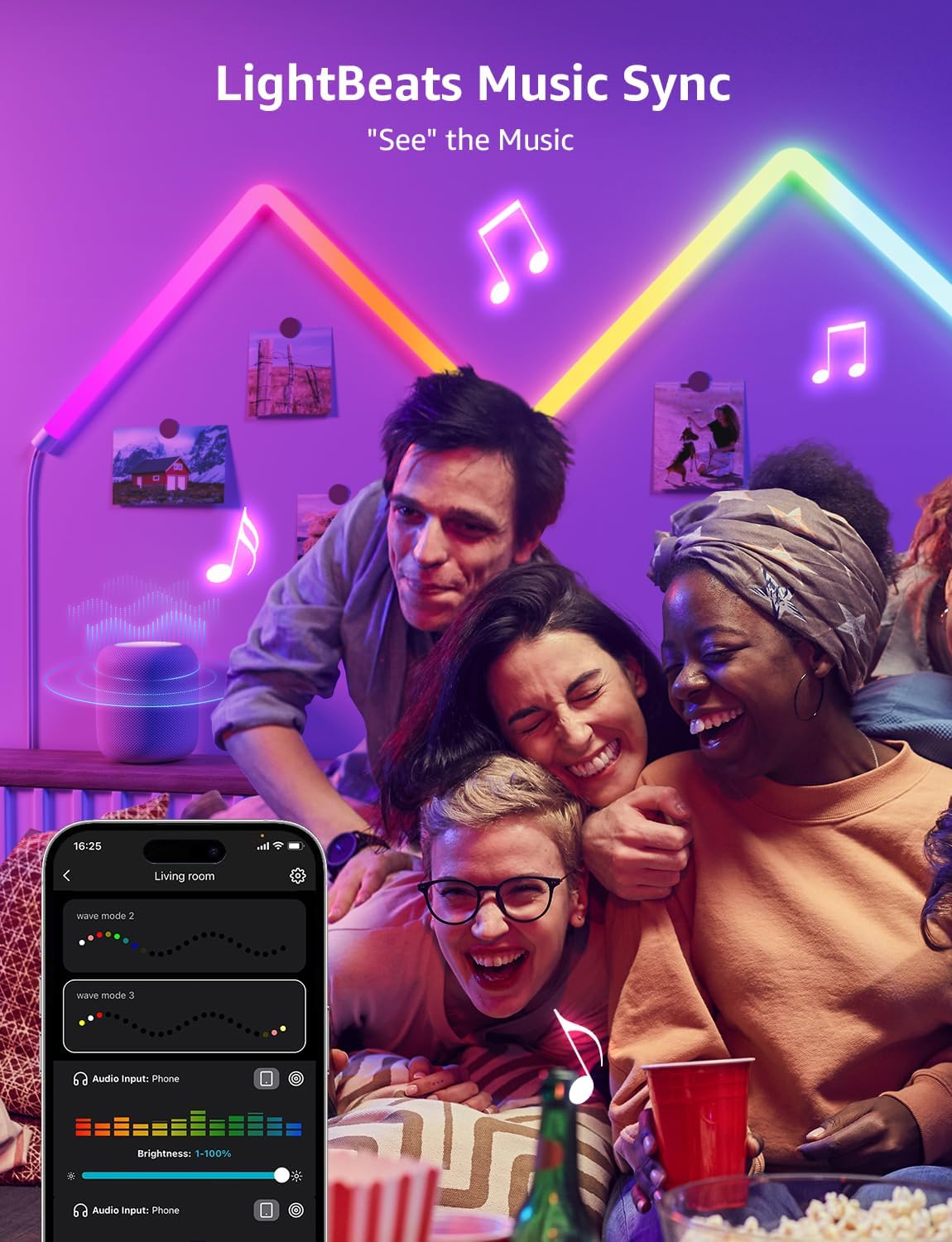 Lepro WL1 AI Smart Wall Light, Music Sync RGB Light Bar, Voice Control, AI Lighting Design Assistant, Mood Light for Home Decor, Gaming Light, Work with Alexa, Google Assistant,6 Pcs with 4 Corners