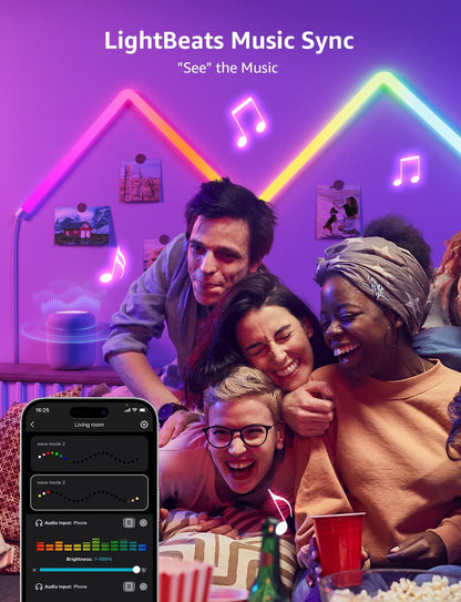 Lepro WL1 AI Smart Wall Light, Music Sync RGB Light Bar, Voice Control, AI Lighting Design Assistant, Mood Light for Home Decor, Gaming Light, Work with Alexa, Google Assistant,6 Pcs with 4 Corners