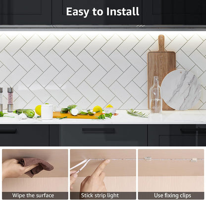 Lepro LED Strip Light White 5M 300 LEDs, 1650lm Dimmable Strip Lights for Kitchen, Cool White 6000K Daylight LED Strip for Under Units Cabinet Cupboards (12V Power Plug and Dimmer Switch Included)