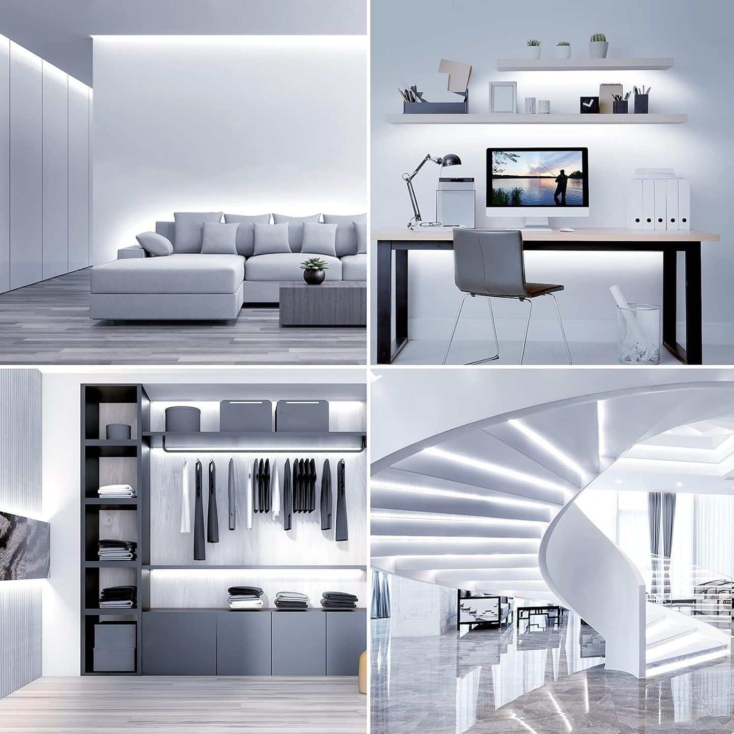 Lepro LED Strip Light White 5M 300 LEDs, 1650lm Dimmable Strip Lights for Kitchen, Cool White 6000K Daylight LED Strip for Under Units Cabinet Cupboards (12V Power Plug and Dimmer Switch Included)