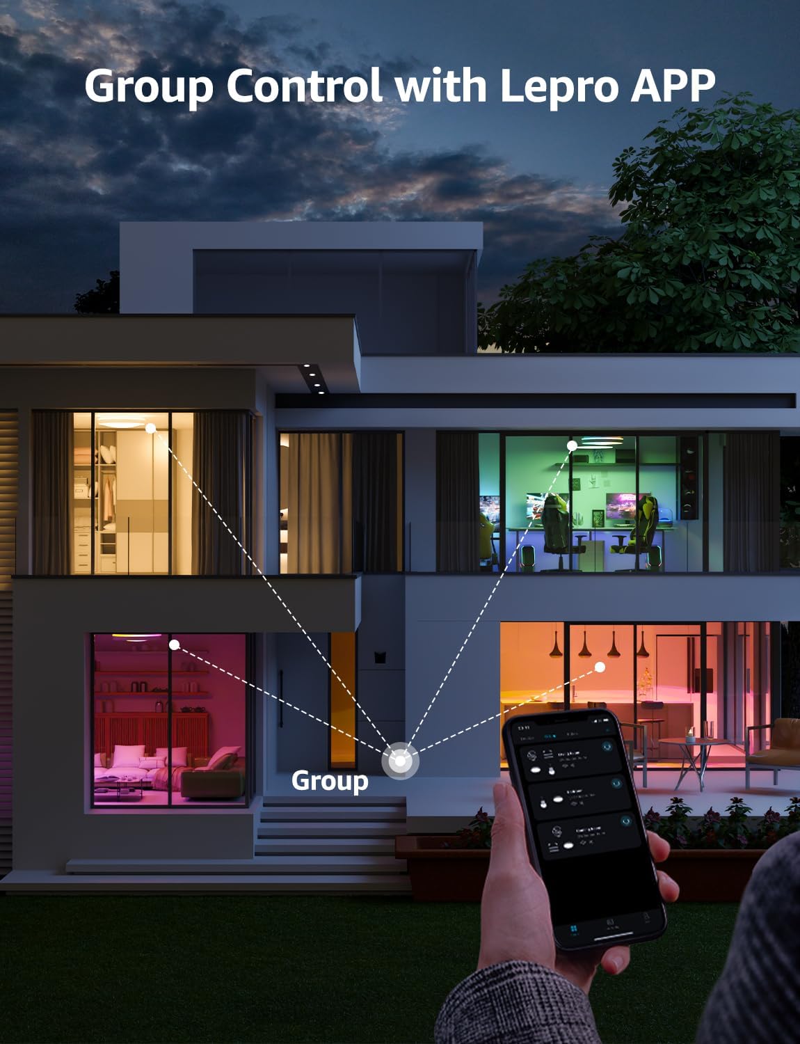 Lepro T1 AI Smart Ceiling Light 24W, Music Sync, Voice Control, AI Lighting Design Assistant, Waterproof Bathroom Light, Bluetooth WiFi Color Changing Ceiling Light, Work with Alexa, Google Home, 29CM