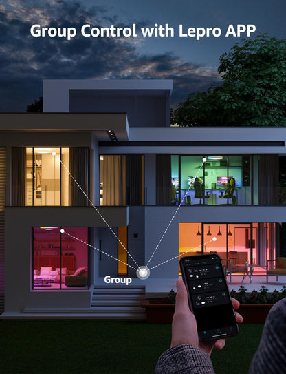 Lepro T1 AI Smart Ceiling Light 24W, Music Sync, Voice Control, AI Lighting Design Assistant, Waterproof Bathroom Light, Bluetooth WiFi Color Changing Ceiling Light, Work with Alexa, Google Home, 29CM