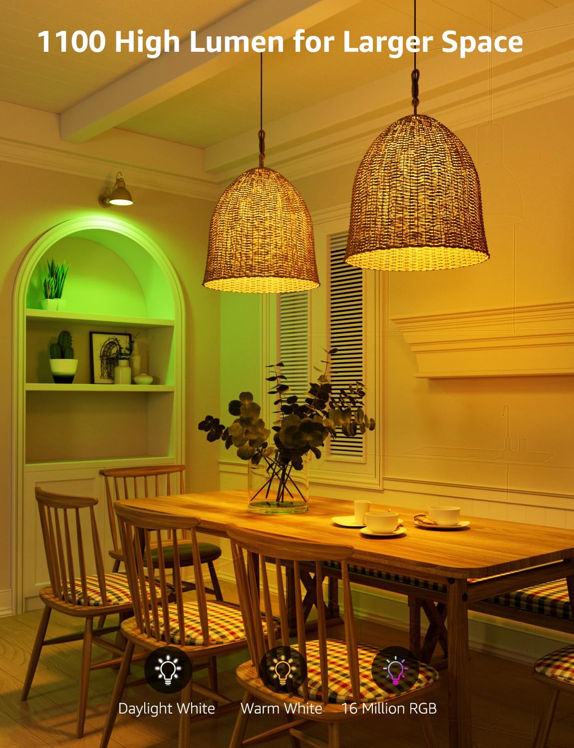 Lepro B2 AI Smart Bulb E27, 1100LM Music Sync Smart Screw Bulb, Voice Control Colour Changing Light Bulbs, AI Lighting Design Assistant,Bluetooth & WiFi Bulb,Work with Alexa & Google Assistant,4 Packs