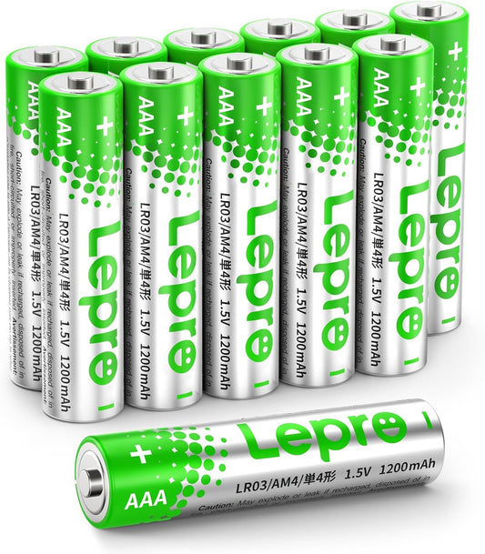 Lepro AAA Alkaline Batteries 12 Pack, 1200mAh Triple A Battery with Anti-Leakage Technology, High Capacity, Long Lasting Power, 1.5 Volt LR03 MN2400 AAA Battery Pack for Clocks Remotes Mouse Torch