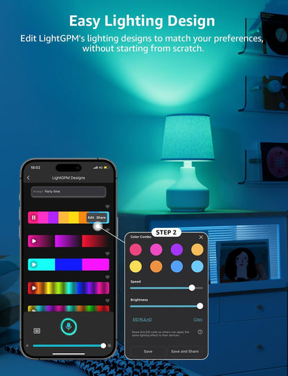 Lepro BC1 AI Smart Bulb E14, Music Sync WiFi Bulb, Voice Control, AI Lighting Design Assistant, Bluetooth Color Changing Light Bulb, RGBCCT Candle Bulb, Work with Alexa & Google Assistant, 4 Packs