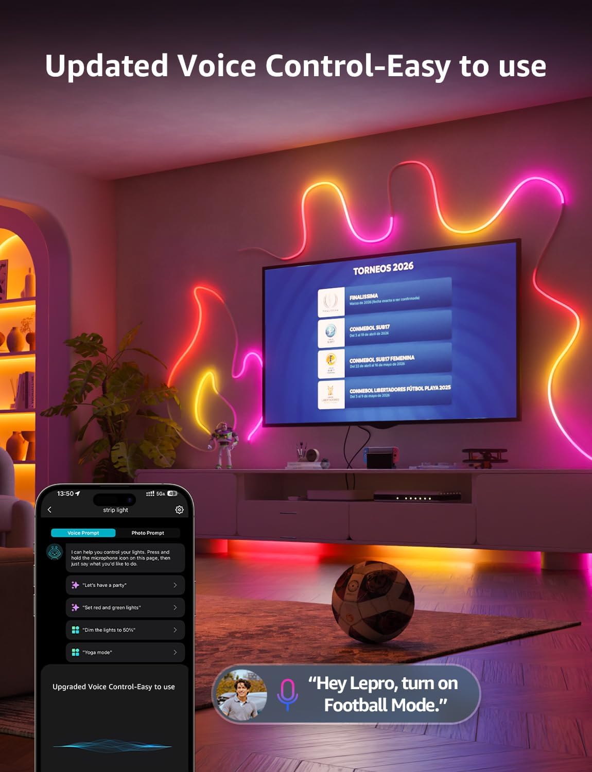 Lepro N1 AI Smart Rainbow Neon Light Strip 10M, 96 LEDs/M, Works with Alexa and Google Home, Music Sync, AI Lighting Design Assistant, IP65 LED Rope Light, MagicColor LED Lights, App & Voice Control