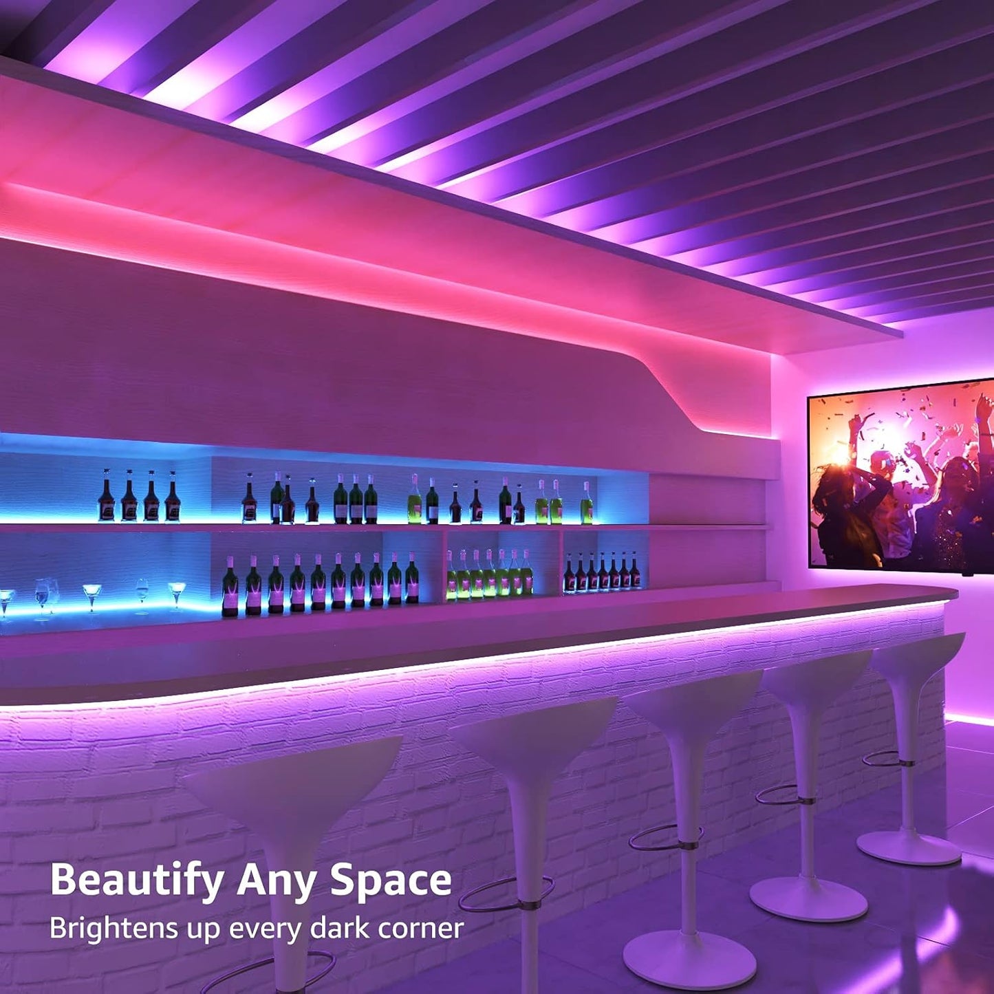 Lepro LED Strip Lights 15M (2x7.5M), RGB Colour Changing LED Strip with 44-Key Remote and 12V Power Plug, Stick-on LED Lights for Bedroom Home Decoration (450 Bright 5050 LED)